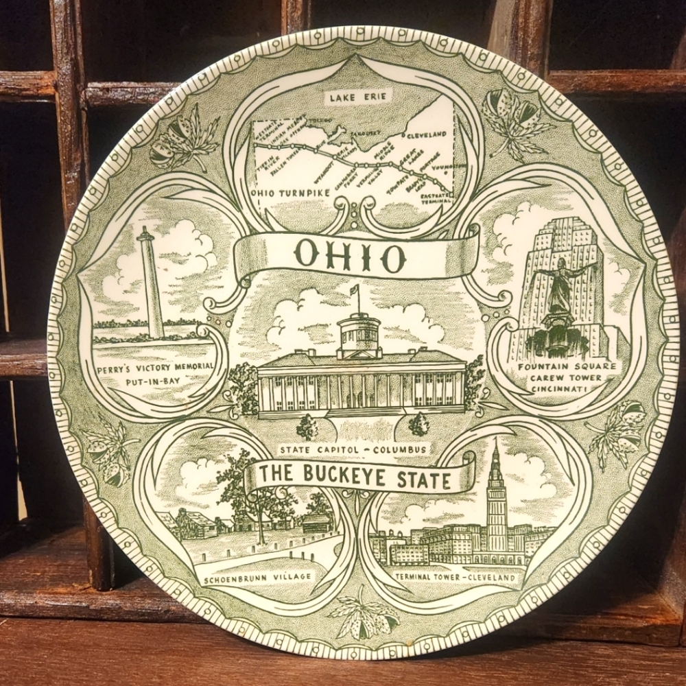 Vintage Ohio Souvenir State Plate Landmarks Decorative Collector Travel Vacation